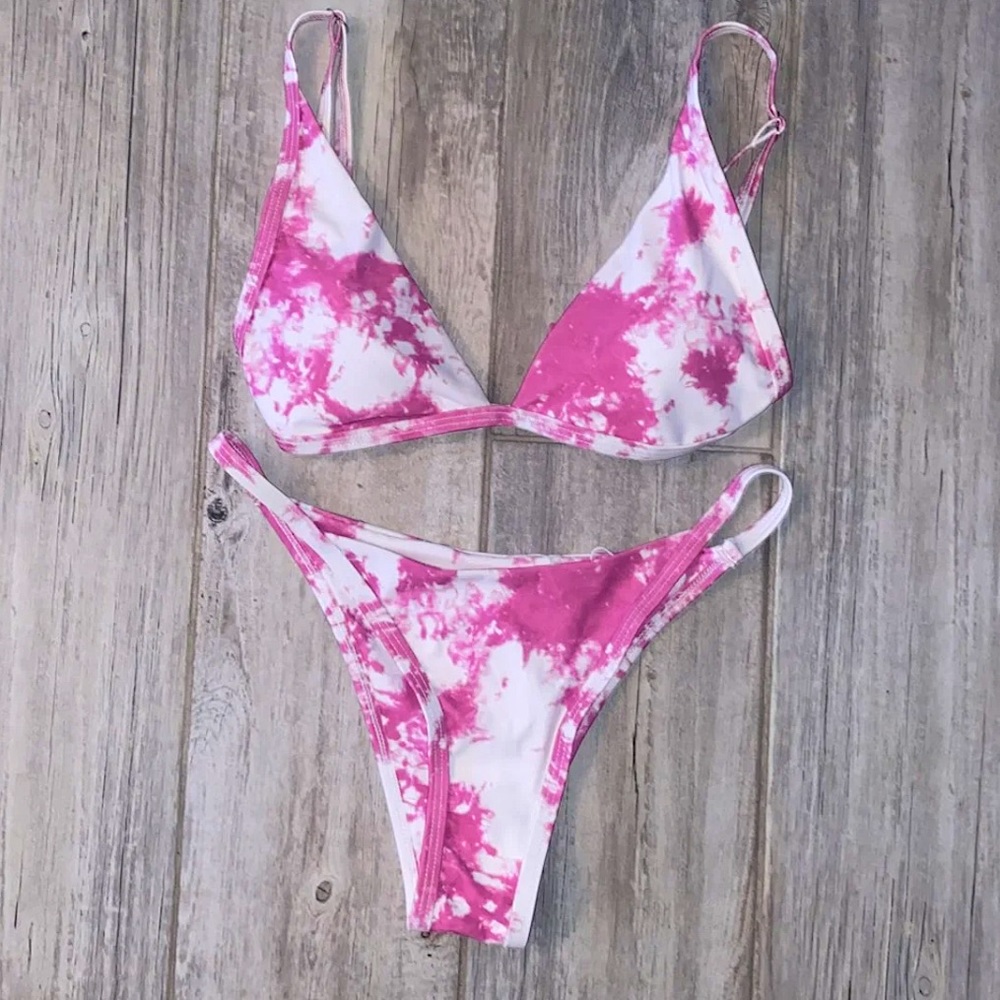 Shein pink tie dye bikini